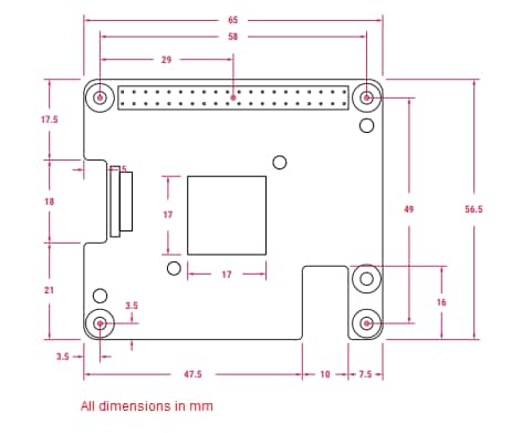 Technische Zeichnung - Raspberry Pi AI-HAT+-Boards